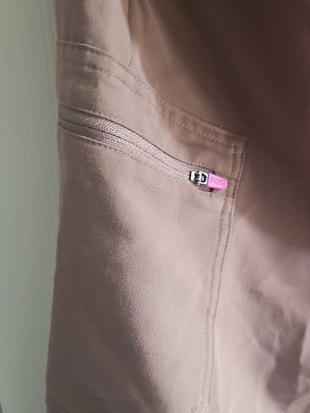 Figs Women's Brown Scrub Joggers with Pink Drawstring - Picture 3 of 7